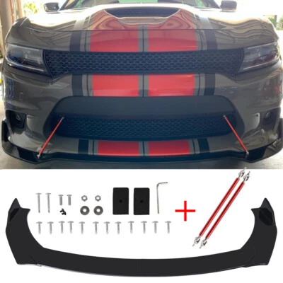 Front Bumper Lip Spoiler Splitter Air Dam strut rod for Dodge Challenger Neon Foto 1 de 4