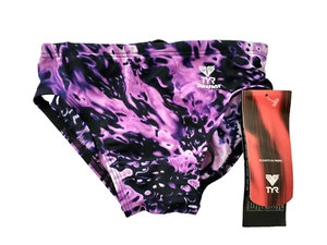 TYR Boys Swim Brief Bottoms Size 24 Model Ernvr7y Purple Black Universe Racer -Y - Picture 1 of 6