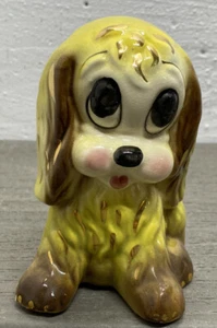 Vtg Ceramic Dog Cocker Spaniel Figurine Statuette Porcelain Big Eye MId Century - Picture 1 of 7