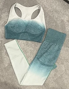Activewear Set Leggings Senza Cuciture Teal Ombré Taglia S - Foto 1 di 3