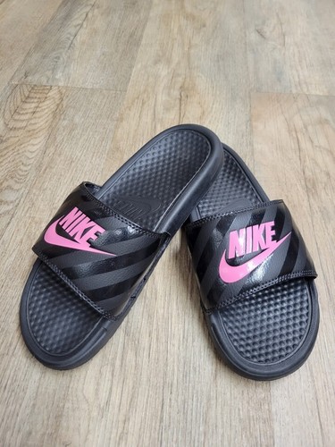 Sandalo Nike Benassi Just Do It nero rosa logo comodo spiaggia leggera taglia 9