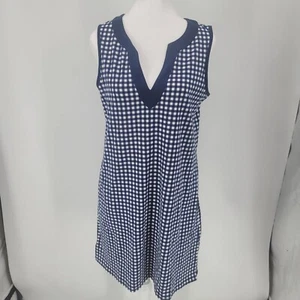 Draper James X Lands End ärmelloses Kleid Gingham marine weiß Größe Small NEU - Bild 1 von 9