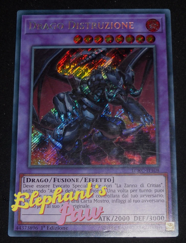 Yugioh - Drago Distruzione RARA SEGRETA - LCKC-IT108 1° Edizione - Immagine 1 di 1