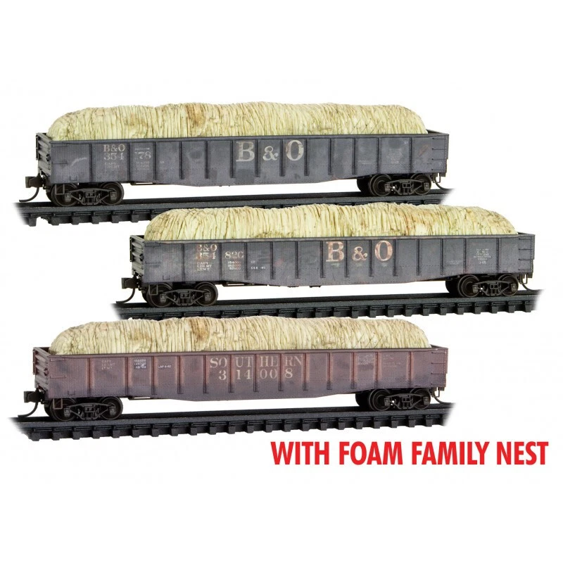 N Scale MICRO TRAINS 993 02 243 B&O Baltimore & Ohio  weathered covered gondolas - Image 1 of 1