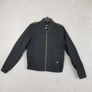 Volcom Jacket Boys XL Black Zip Pockets Skater Cotton Blend Canvas Bomber Coat - Picture 1 of 10