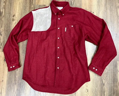 Viintage Columbia Wool Blend Shooting Shirt Leather Red Large - Image 1 of 4
