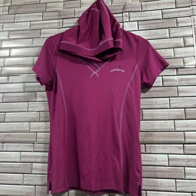 Camisa de golfe Ping Performance feminina M manga curta logotipo capuz rosa escuro nova com etiquetas - Imagem 1 de 4