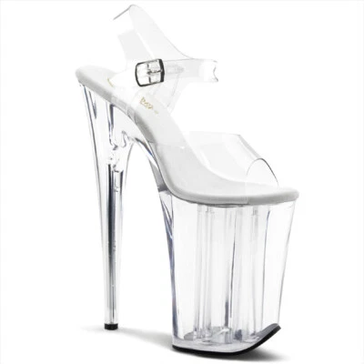 PLEASER 9" Heel Women's Clear Platform Ankle Strap Sandal INFINITY-908 - Image 1 of 4