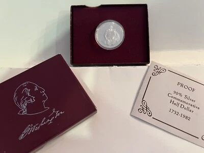 1982S SILVER PROOF HALF DOLLAR. THE 250th YEAR OF THE BIRTH OF GEORGE WASHINGTON - Image 1 of 4