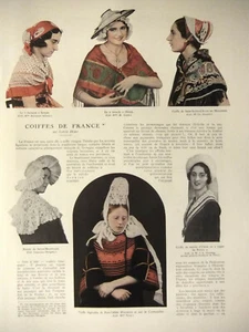 ARTICLE DE PRESSE 1932 6 PAGES COIFFES DE FRANCE BASQUE BIGOUDEN NICARDE BRELAU - Foto 1 di 6
