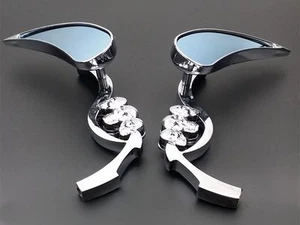 Chrome Teardrop Skull Rearview Side Mirror For Harley Honda Kawasaki Suzuki Yama - Picture 1 of 8