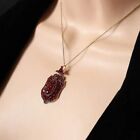 Antique Bohemian Lab Created Garnet Shield Pendant 4Ct 14K Gold Plated Silver925