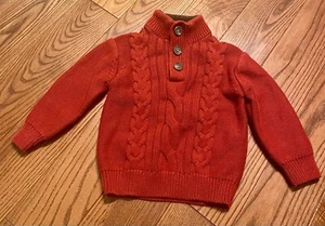 Toddler Boy Cherokee 18 Months Cable Knit Sweater Red 100% Cotton Christmas EUC - Picture 1 of 4