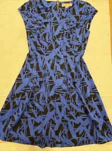 Michael Kors Size 6 Black Blue Gold Zipper, Abstract, Geometric - Picture 1 of 4