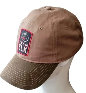 Rocky Mountain Elk Foundation Hat TEAM ELK SUSTAINING Brown RMEF Cap - Picture 1 of 5