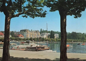 Lausanne-Ouchy Schweiz, Le Beau Rivage Hotel Genfersee, alte Postkarte - Bild 1 von 2
