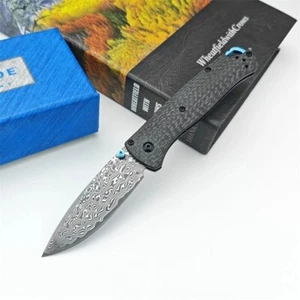 BM 535-3 Folding Knife Damascus Steel Blade Outdoor Camping Tactical Knife - Picture 1 of 7