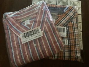 2 Men's Button-Up SS Shirt Size 3XL Orange Red Plaid Shirt NWT - Picture 1 of 3