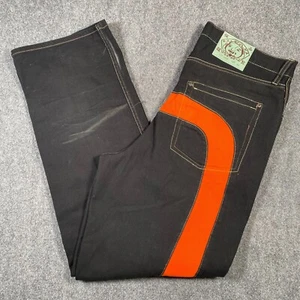 Evisu Jeans Größe 34 Paket 0454 orange Streifen Evisu Genes gesticktes Logo schwarz - Bild 1 von 15