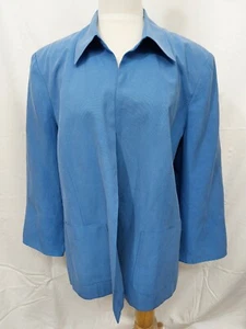 COLDWATER CREEK blauer LEINEN FLÜGELKRAGEN 3/4 Ärmel OFFENER BLAZER JACKE 2X - Bild 1 von 4