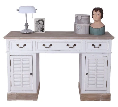 Vintage Schreibtisch Bürotisch Landhausstil Sekretär Holz Schubladen und Türen - Bild 1 von 4