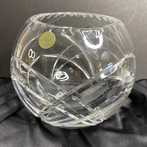 Vintage Lead Crystal Clear Rose Bowl 24% pbo Hand Cut Czech Republic - Picture 1 of 6