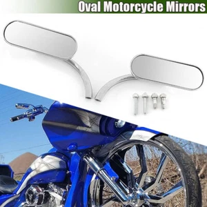 For Harley Street Glide Road King Softail Dyna Motorcycle Mini Oval Side Mirrors - Foto 1 di 13