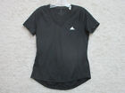 Adidas Shirt Medium Adult Black Athletic V Neck Stretch Logo Modern Fit Womens M