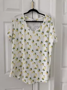 New With Tags Ladies Lemon-Print POOF Short Sleeve Top - Picture 1 of 6