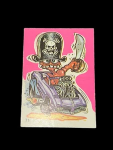 1973 Donruss Fantastic Odd Rods #71 Pirate Car Sword Pink Series Sticker/Card - Picture 1 of 5