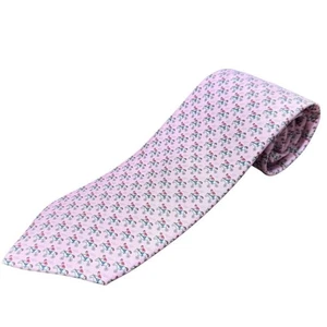 Corbata HERMES Rojo Rosa Seda Logo vendedor de Japón N0213 37 Hecha en Francia - Imagen 1 de 5