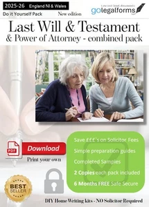 Last Will & Testament & Power of Attorney Home DIY DOWNLOAD Pack - Picture 1 of 5