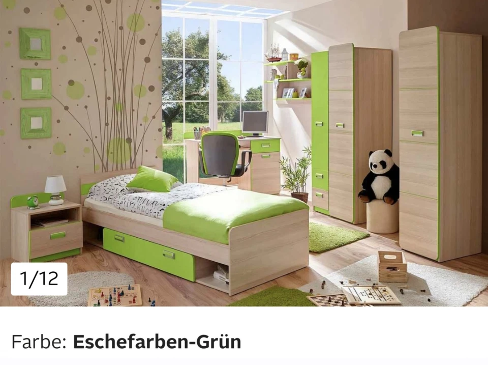 5-teiliges Jugendzimmer Set Schrank,  Bett, Nachttisch, Wandregal, Schreibtisch, - Bild 1 von 1