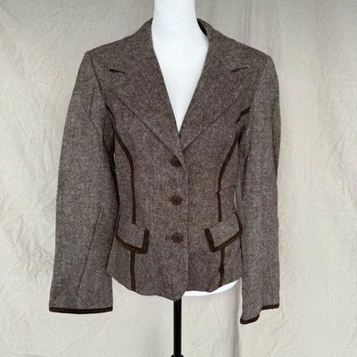 Blazer de tweed de lana marrón vintage Together talla 10 Foto 1 de 4