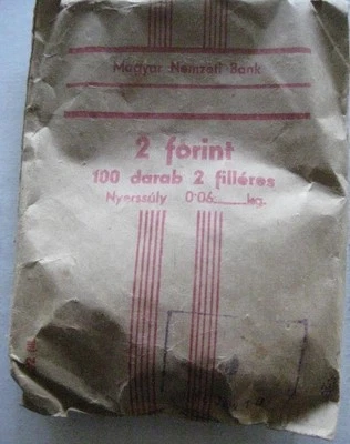 Hungary 2 forint 1963  BU original Bank Bag dated Jan 18 1964 lot of 100 coins - Image 1 of 3
