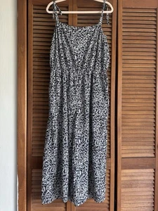 GAP Sleeveless Cami Jumpsuit Romper Navy Blue Floral white fern lightweight XL - Picture 1 of 10