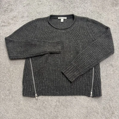 Suéter Pullover Otoño Cachemira Cremallera Lateral Mujer Medio Gris Oscuro Cuello Redondo Tejido Foto 1 de 4