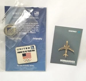 Vintage 3er Set Airline Anstecknadel Sammlung 2 United, 1 Bombardier - Bild 1 von 12