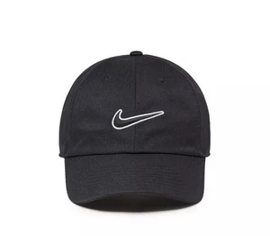 Nike Club Unstructured Swoosh Hat Size M/L Mens Black White Cap FB5369 010 - Picture 1 of 6