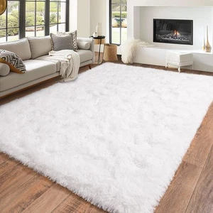 Super Fluffy Area Rug for Bedroom Modern Shag Area Rugs Soft Plush 5x7 White - Picture 1 of 7