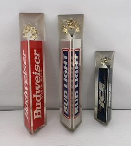 KONVOLUT 3. Vintage BUD, BUD LIGHT, BUDWEISER ICE, 3-seitige klare Bierzapfhahngriffe - Bild 1 von 6