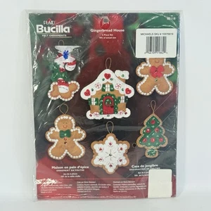 Bucilla 85118 Felt Sequins Christmas Ornaments Kit Gingerbread House Man SEALED - Picture 1 of 11