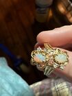 Spectacular Antique Filagree Fire Opal and Diamond Ring
