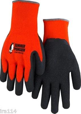 Talla Grande MAJESTUOSO GUANTE DE PALMA DE GOMA NARANJA BRILLANTE SIN FORRO ALTA VISIBILIDAD PINGÜINO DE VERANO Foto 1 de 2