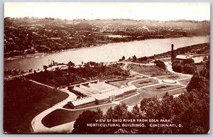 Postal De Colección Cincinnati OH Ohio River From Eden Park Edificios Hortícolas - Imagen 1 de 2