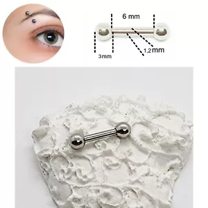 Piercing sopracciglia barretta diritta in acciaio bilancino banana sfere 3 mm da - Foto 1 di 6