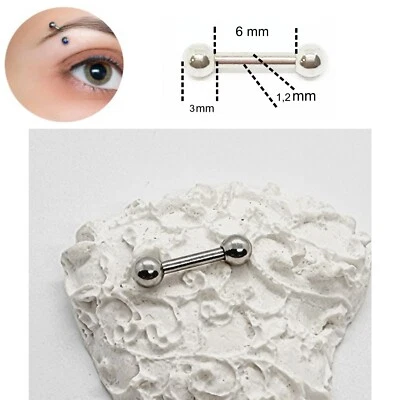 Piercing sopracciglia barretta diritta in acciaio bilancino banana sfere 3 mm da - Immagine 1 di 4