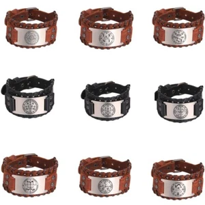 Brazaletes anchos de cuero Arangel Michael Raphael moda metal cuero brazaletes - Imagen 1 de 34