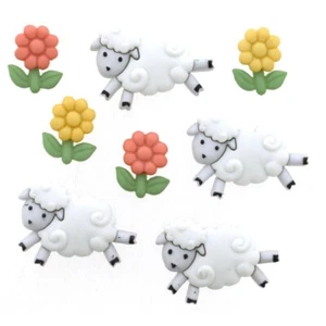 COUNTING SHEEP Dress it Up Buttons - Animal Themed Easter Embellishments - Picture 1 of 1