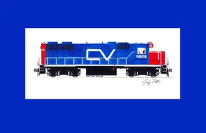 Central Vermont GP38AC 11""x17"" estampado enmarañado firmado por Andy Fletcher - Imagen 1 de 1